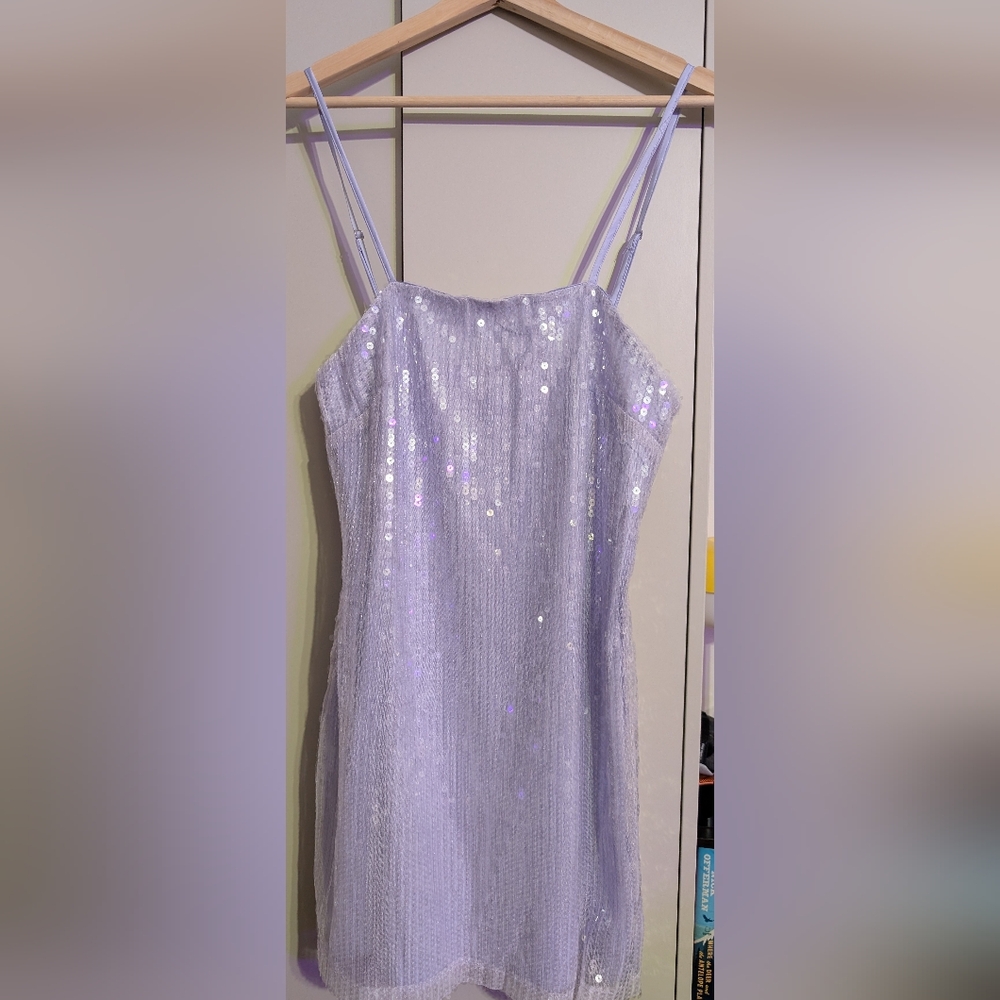 12th Tribe Emmy Lavender Sequin Mini Dress